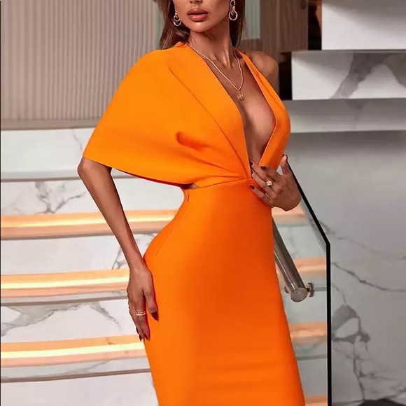 Designer Bandage One Shoulder Backless Mini Party Dress Bodycon Outfit - Picture 3 of 12